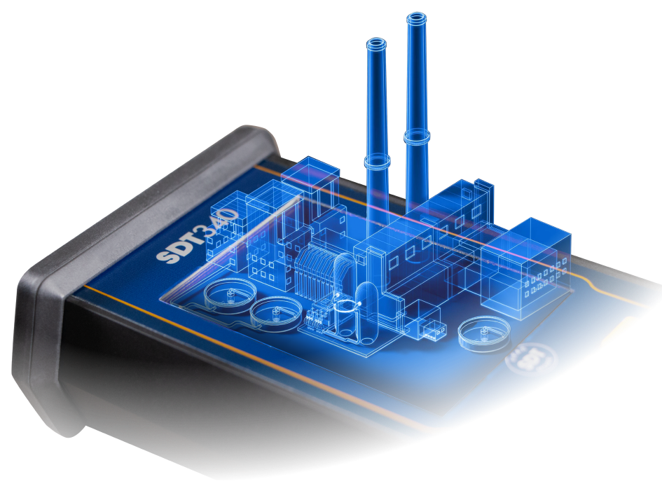 Operational Excellence through Reliability Technology SDT340 condition monitoring device visualizing factory reliability through ultrasound technology.