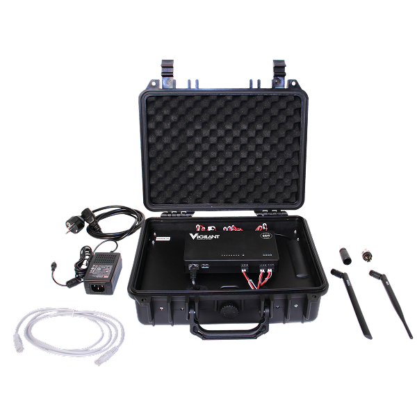 Vigilant Mobility Portable Monitoring Kit Vigilant Mobility monitoring system packaged in a rugged transport case with power supply, cables, and accessories for deployment