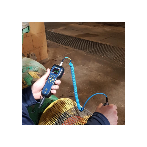 Motor Bearing Inspection with ULTRAChecker Operator performing ultrasound inspection on motor bearing using ULTRAChecker device.