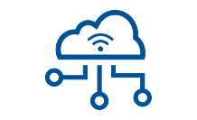 Wireless Communications Cloud with connection lines representing wireless data transfer.